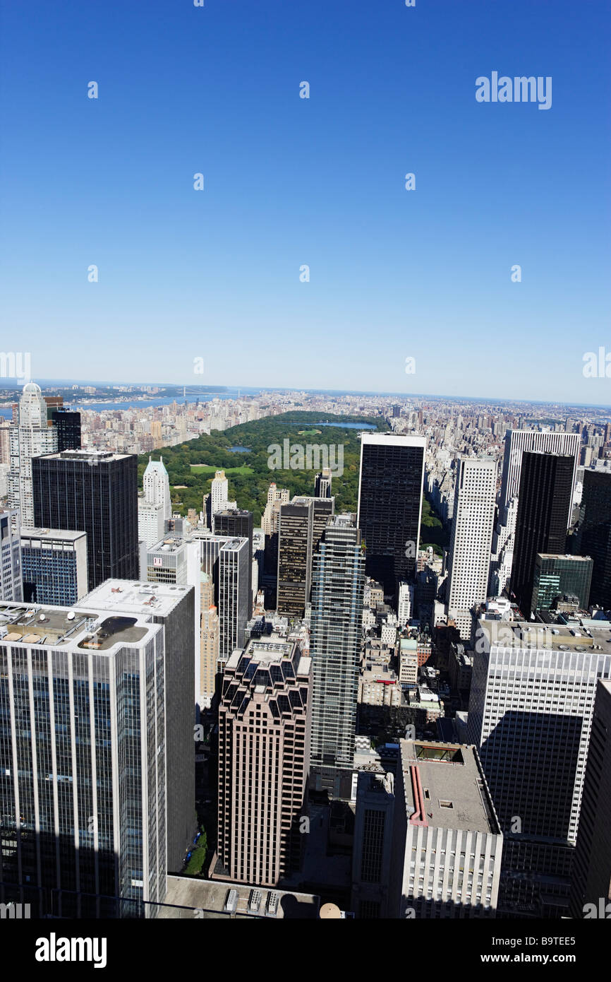 View over high rise buildings to Central Park Manhattan New York City ...