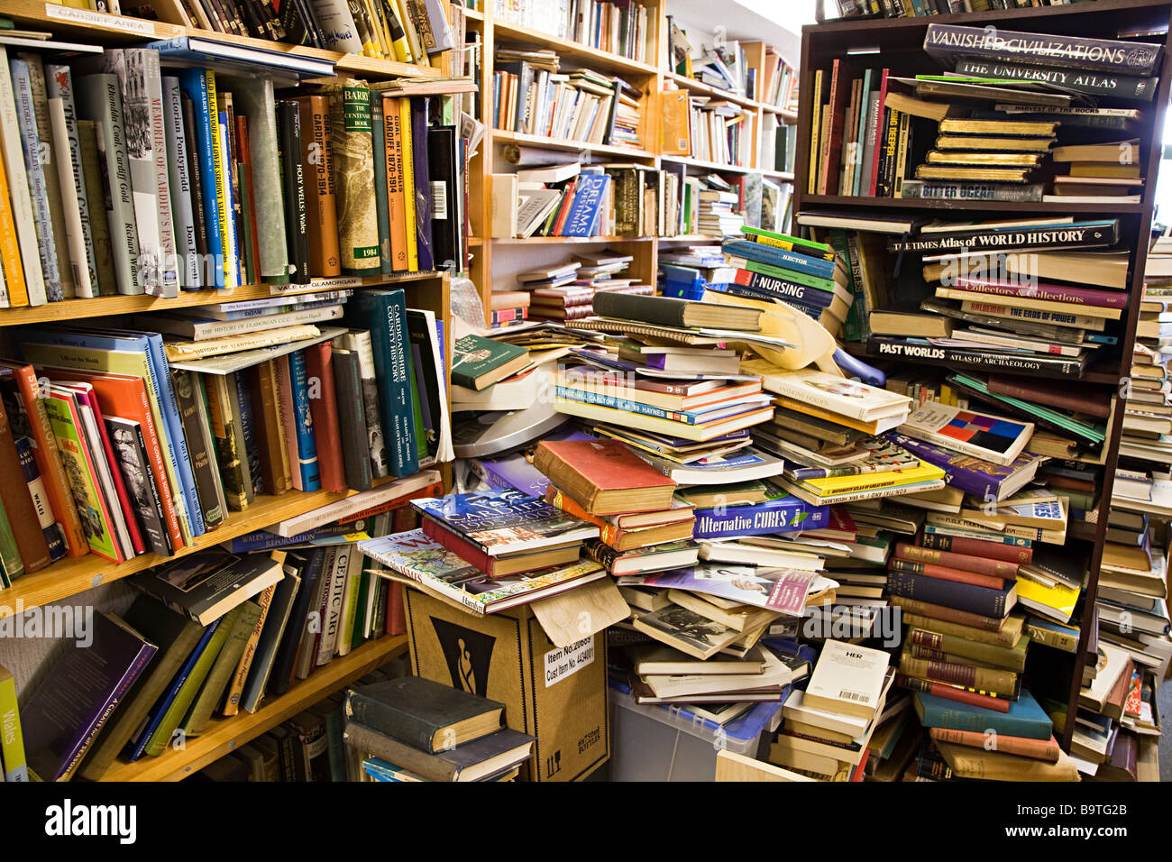Heap of books in second hand Wales UK Stock Photo Alamy