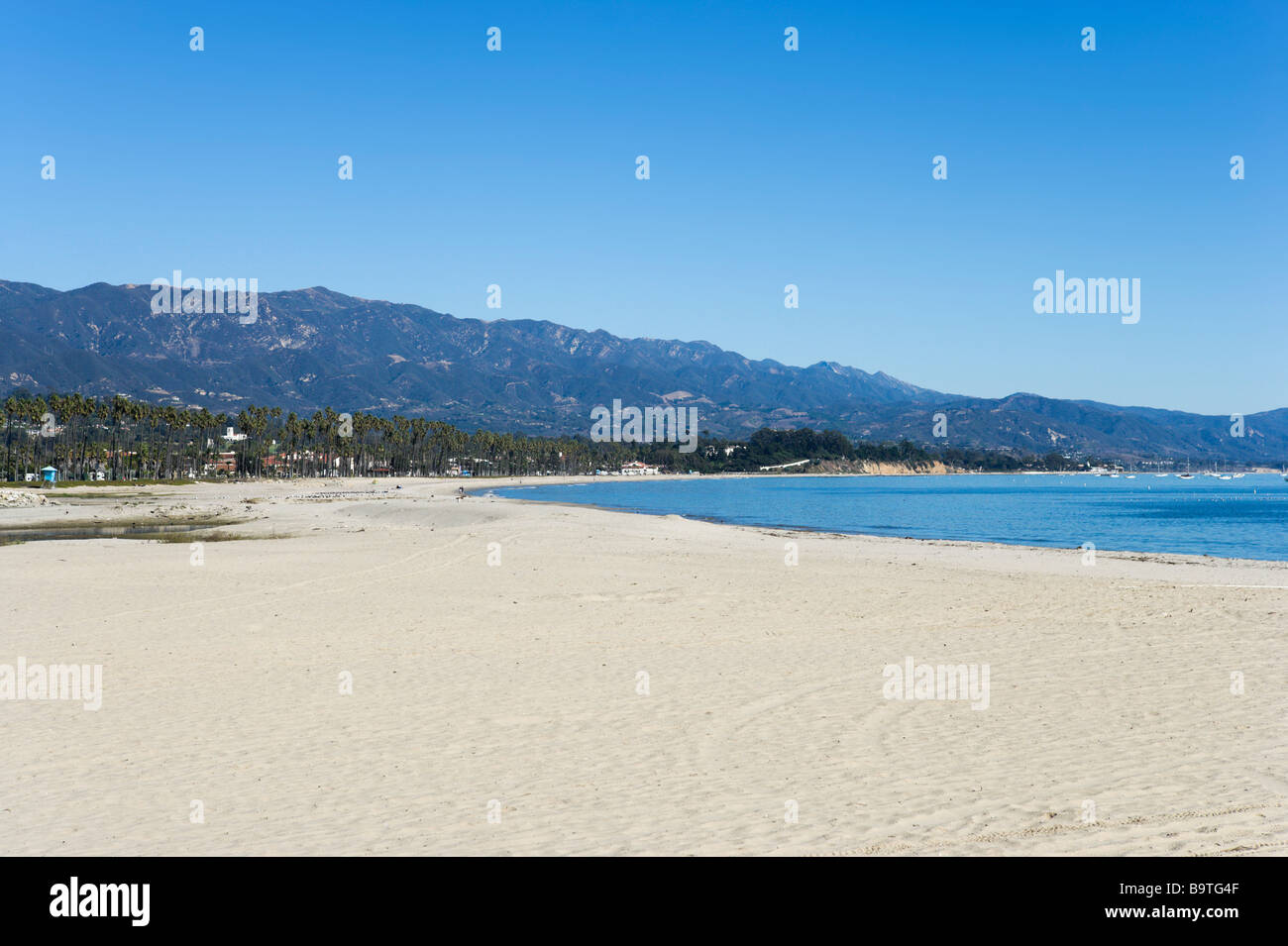 Beach viewed from Stearns Wharf Santa Barbara California USA Stock Photo