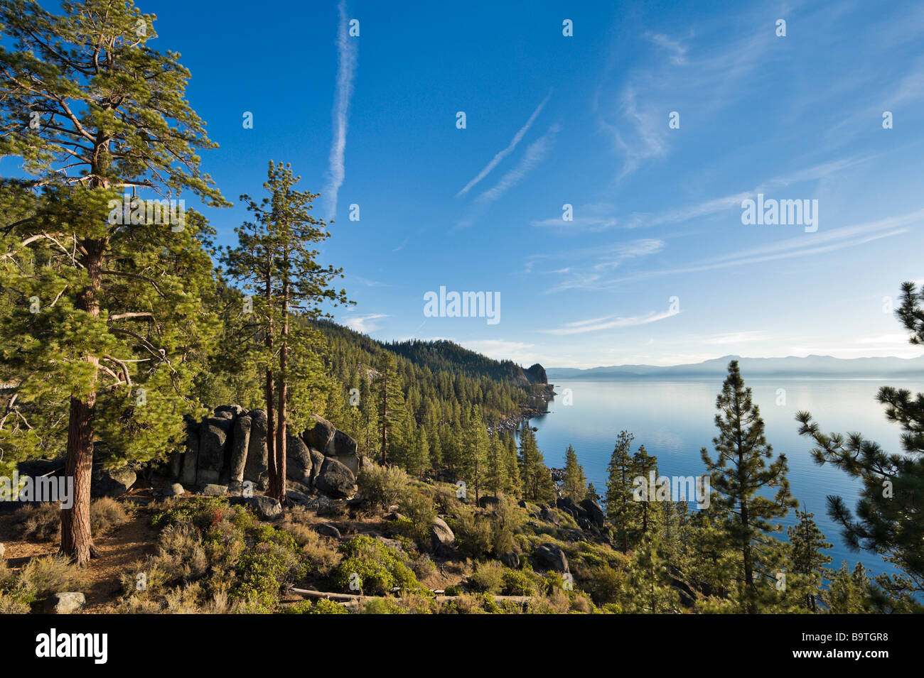 Late afternoon view from Logan Shoals Vista Point, off Highway 50, Zephyr Cove, Lake Tahoe, Nevada, USA Stock Photo