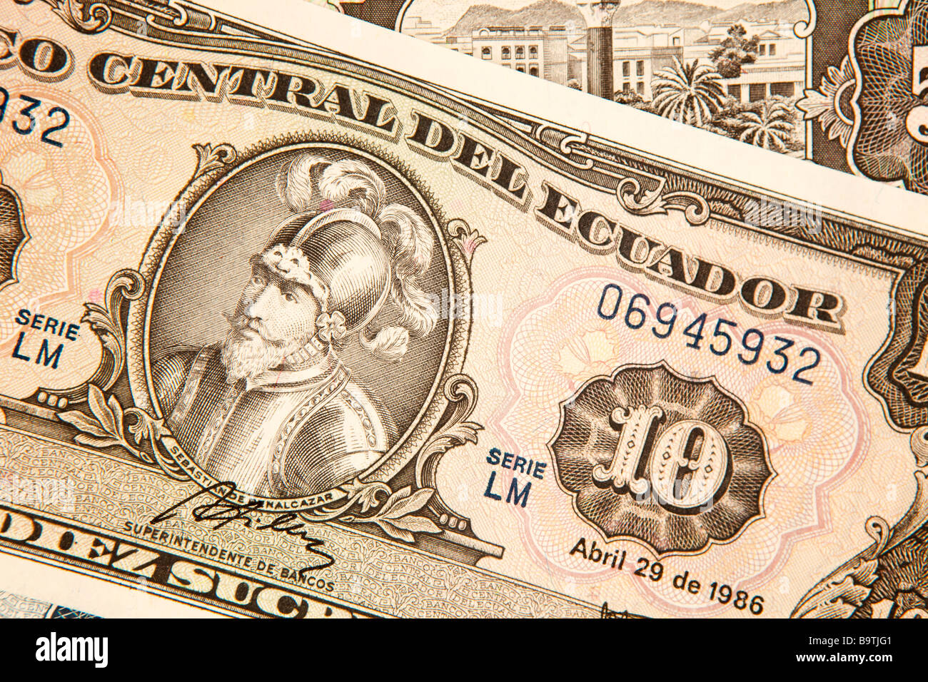 Money currency detail of Ecuador 10 sucre banknote Stock Photo Alamy