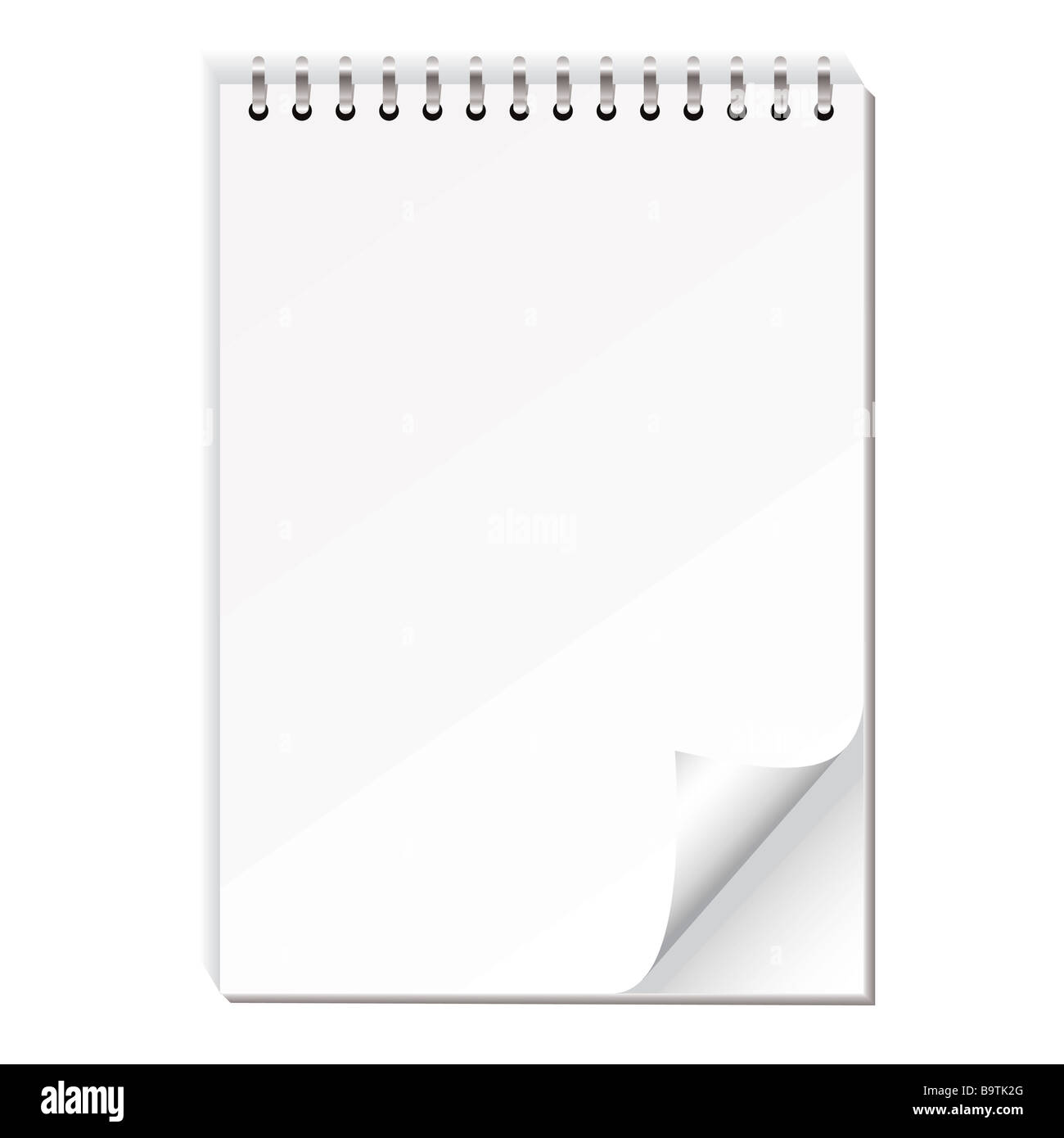Blank White Note Pad With Ring Bind And Shadow Effect Stock Photo Alamy
