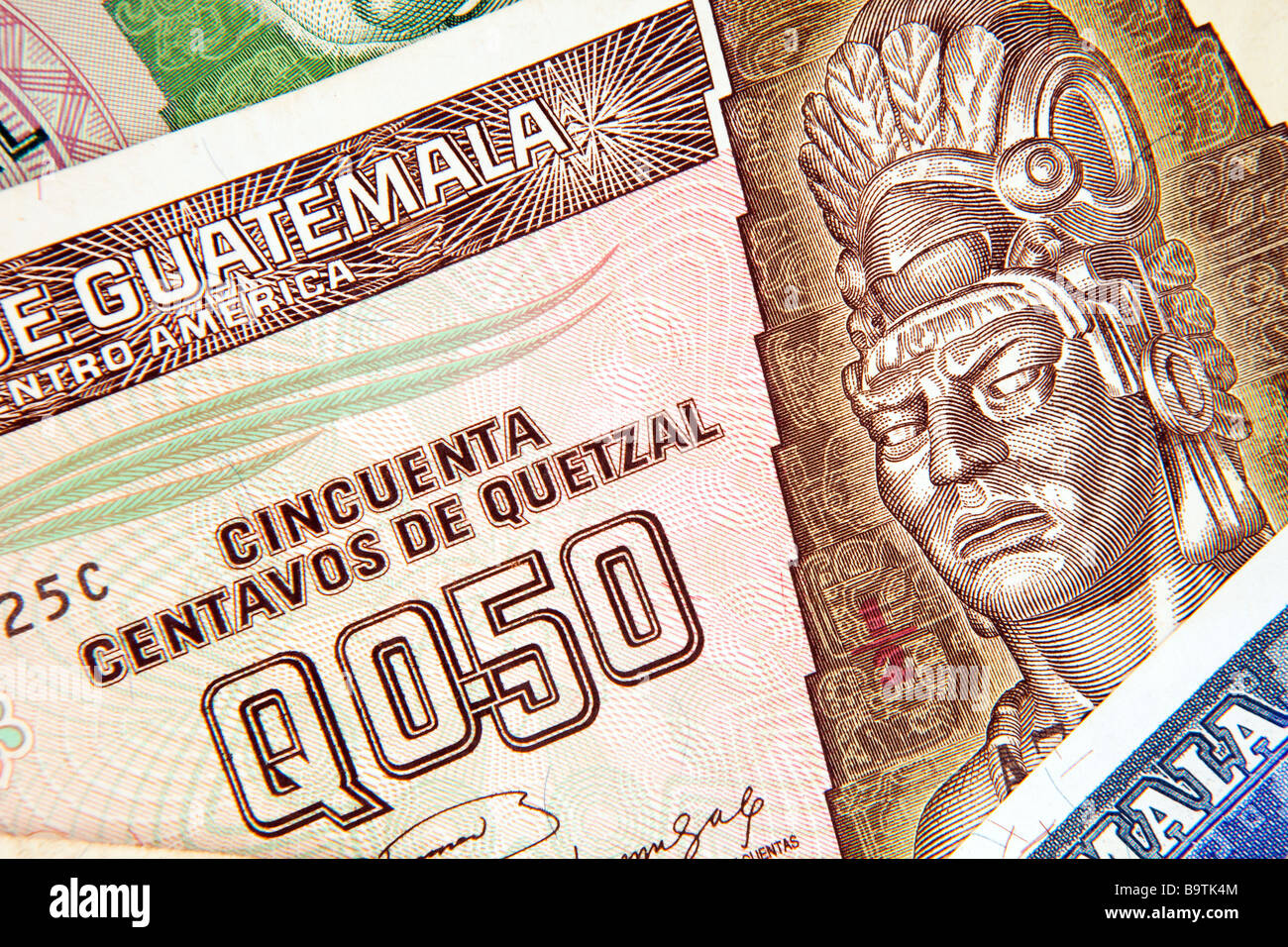 Money currency detail of Guatemalan 50 centavos banknote Stock Photo