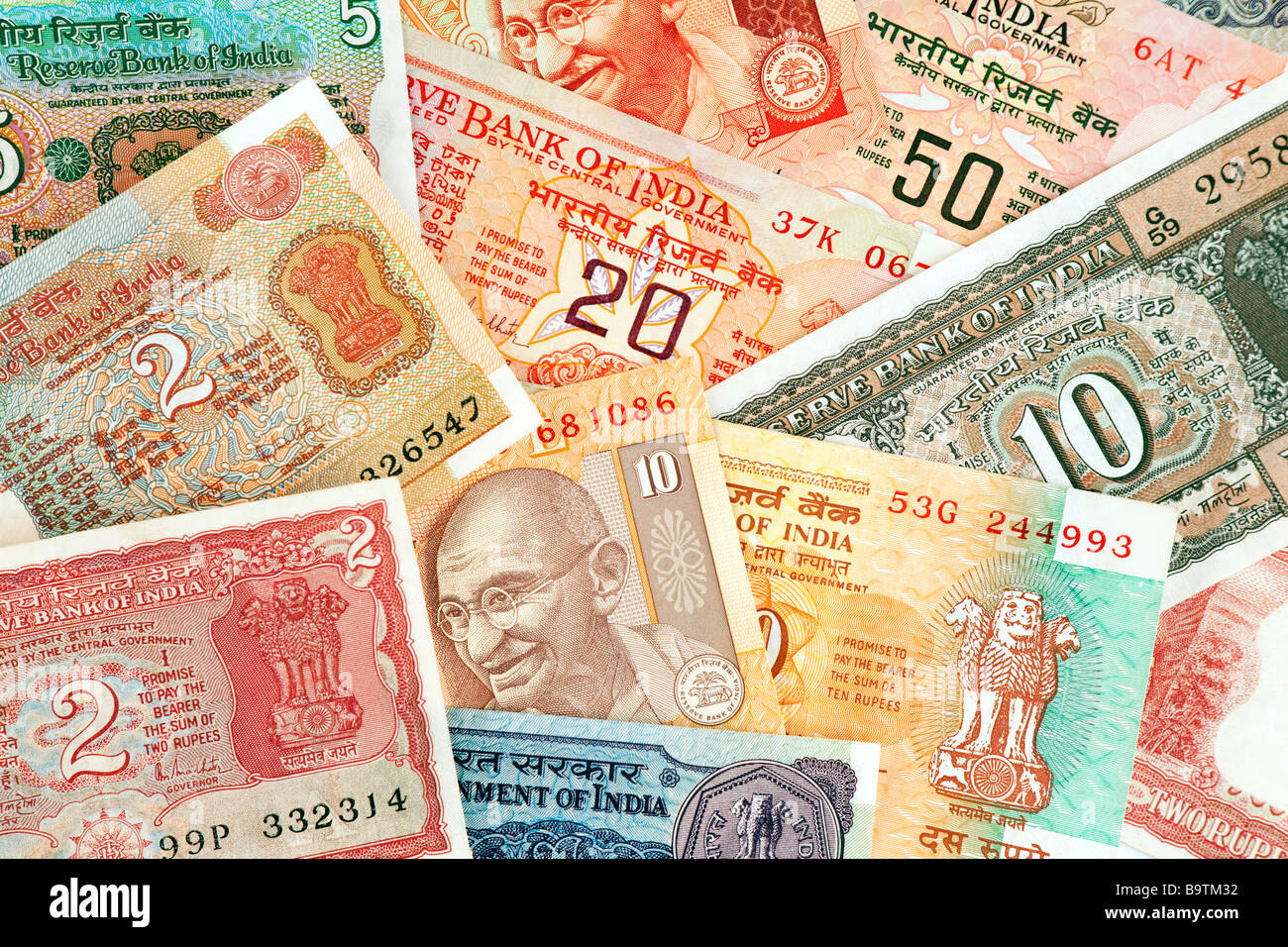 Money currency detail of Indian banknotes Stock Photo