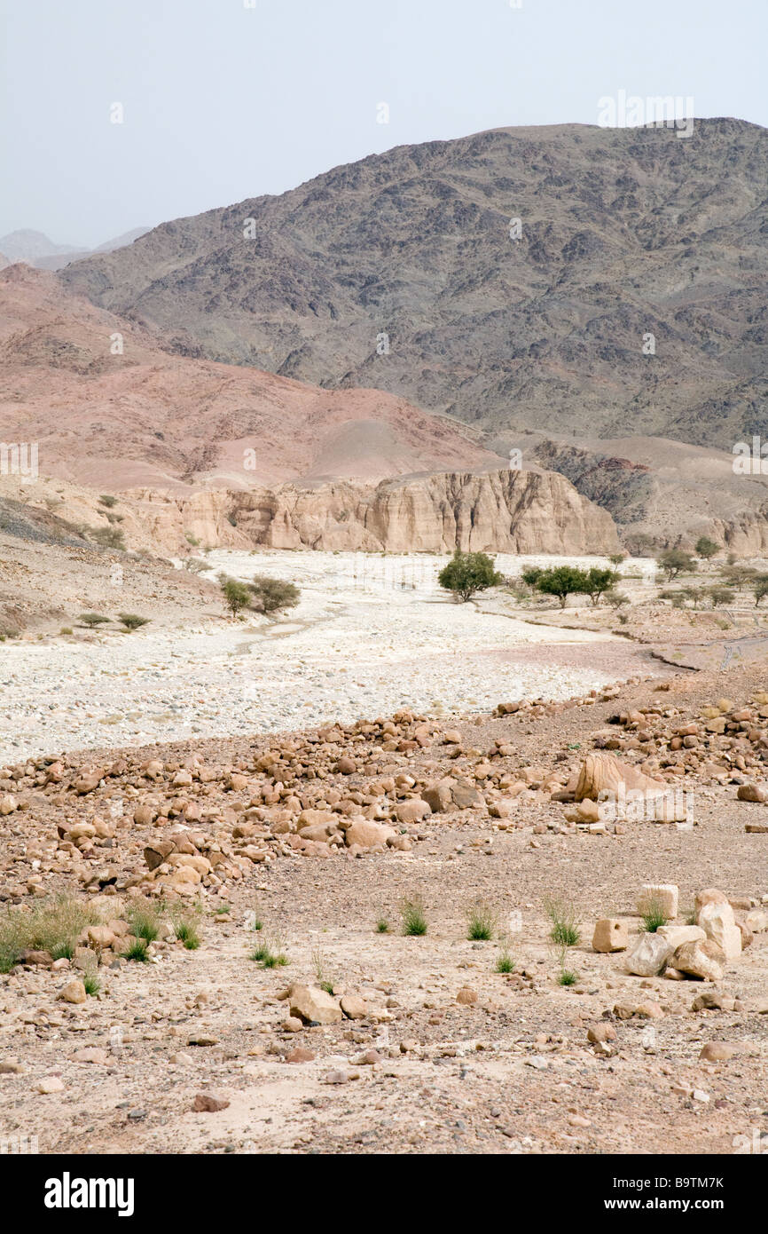 A dried up river bed, Dana, Jordan Stock Photo