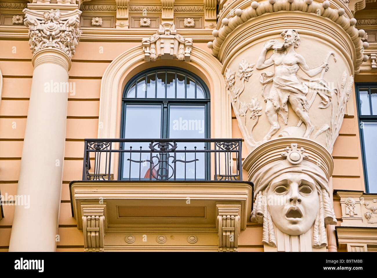 Details of the art nouveau buildings in Riga, Latvia, Europe Stock Photo