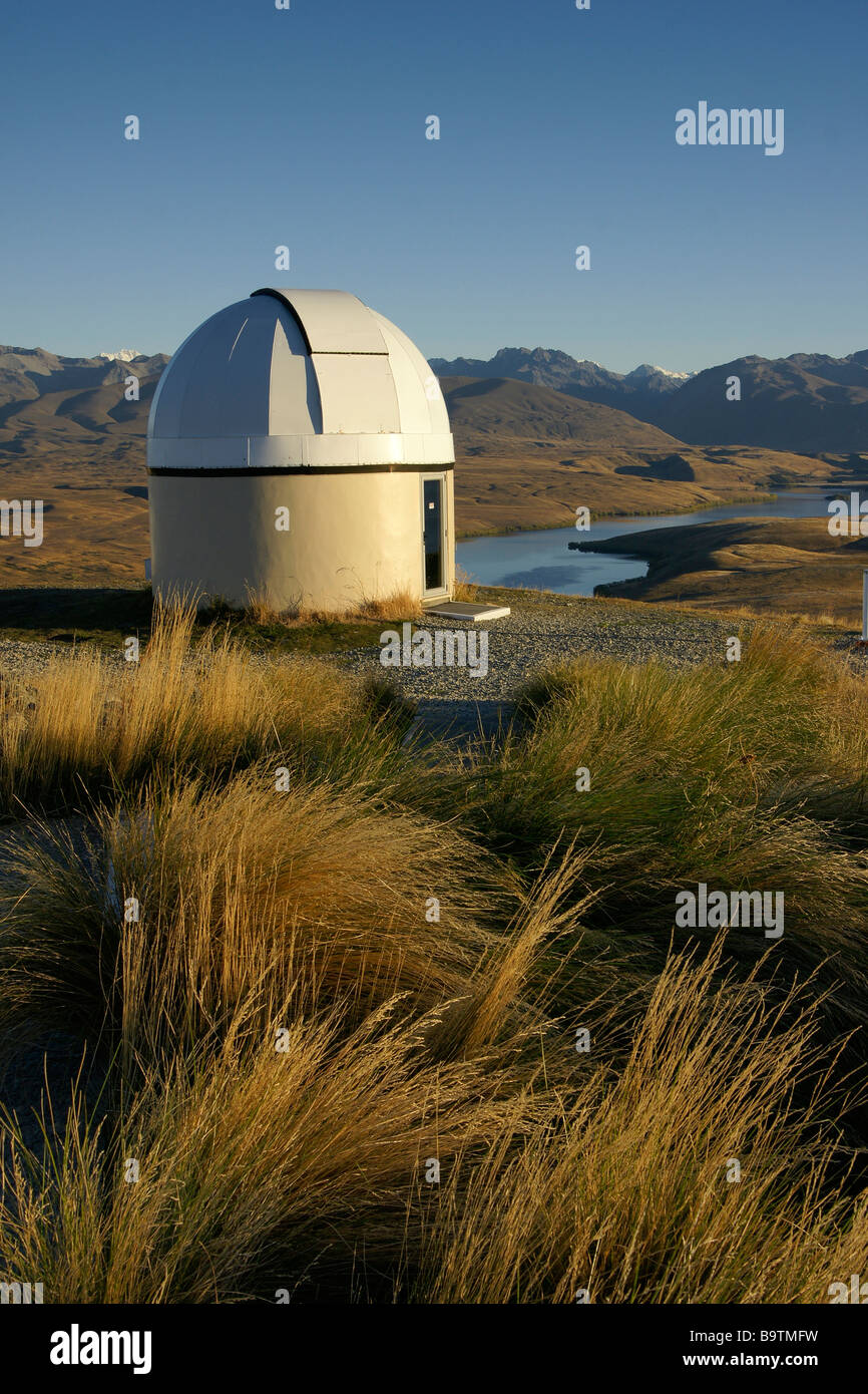 Mt John Observatory at Sunrise, Lake Tekapo / New Zealand Stock Photo