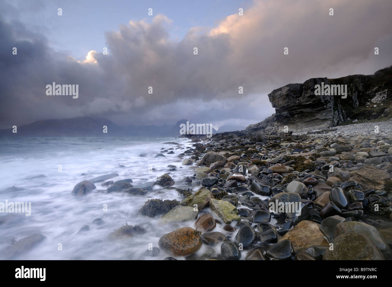 Elgol in windy and stormy conditions, Skye, Scotland, UK Stock Photo