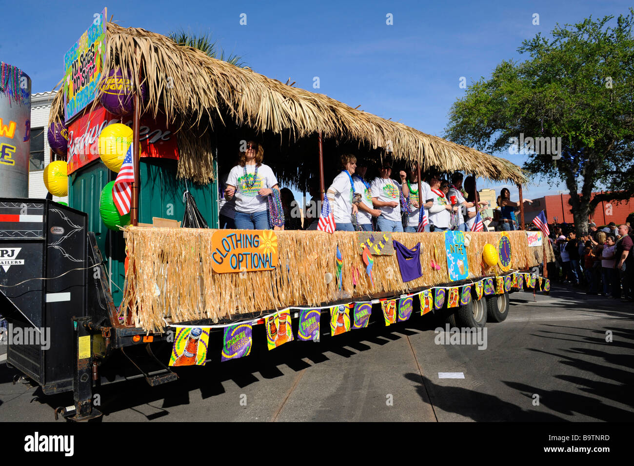 Floats in Lake Wales Mardi Gras Parade Central Florida United States