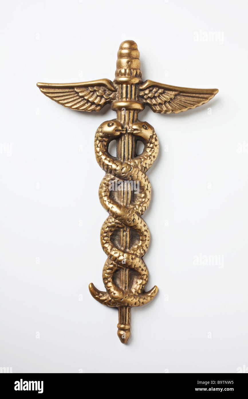 Caduceus medical field emblem Stock Photo