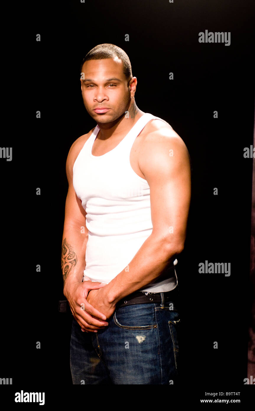 young black male african american actor perfomer on stage portrait