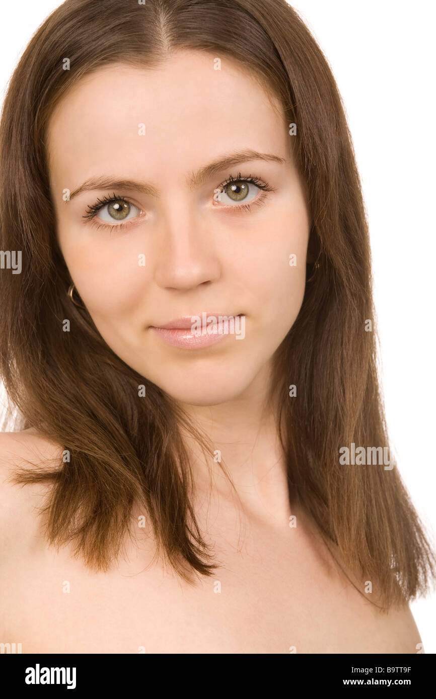 young woman isolated on a white background Stock Photo - Alamy