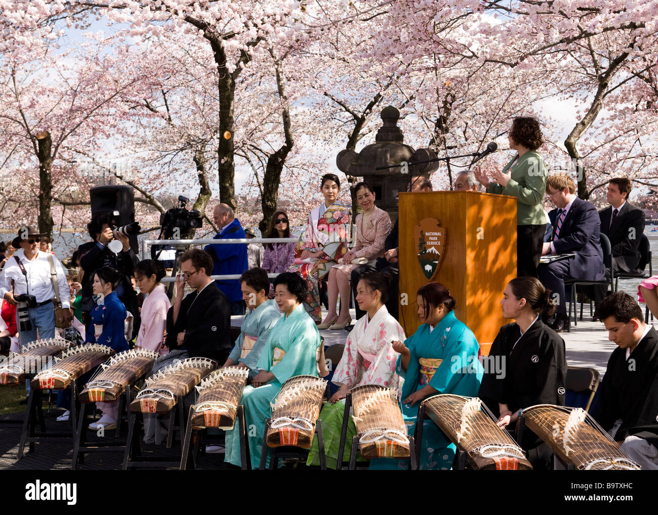 Koto players at the Cherry Blossom Festival - Washington, DC USA Stock Photo
