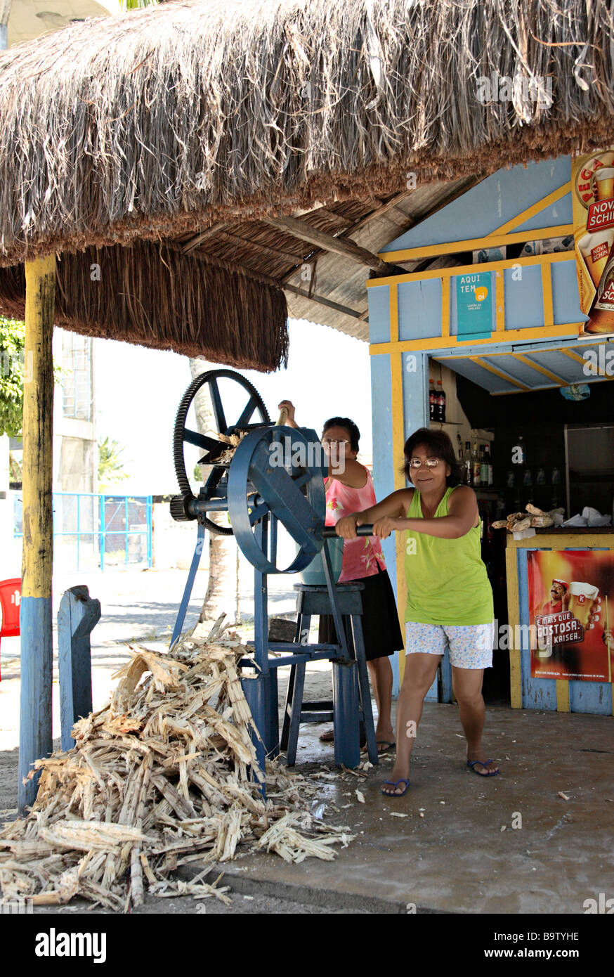 Sugacane juice vendors in Canavieiras Bahia Brazil South America Stock Photo