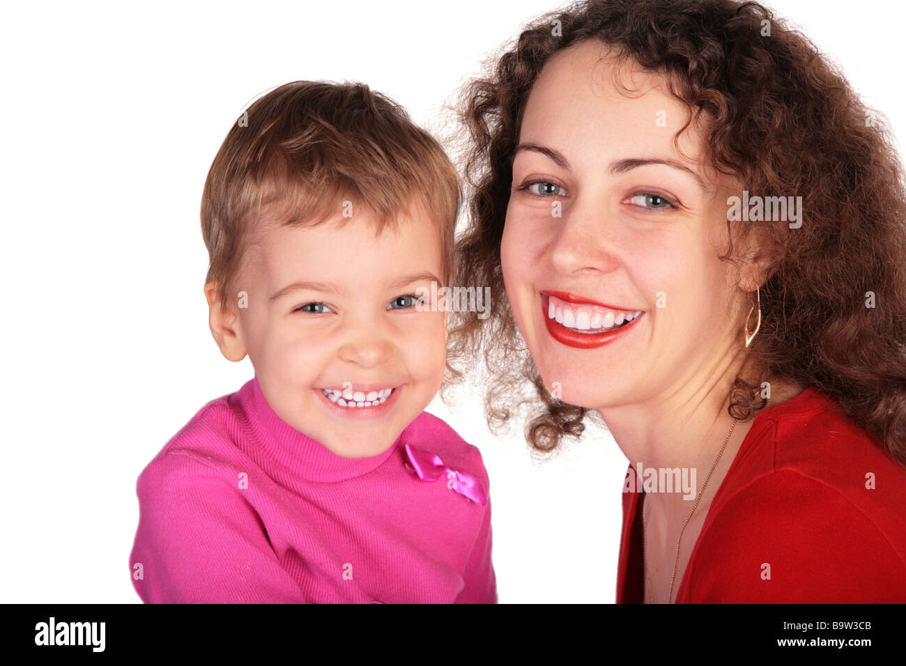 smiling mother and child isolated on white Stock Photo - Alamy