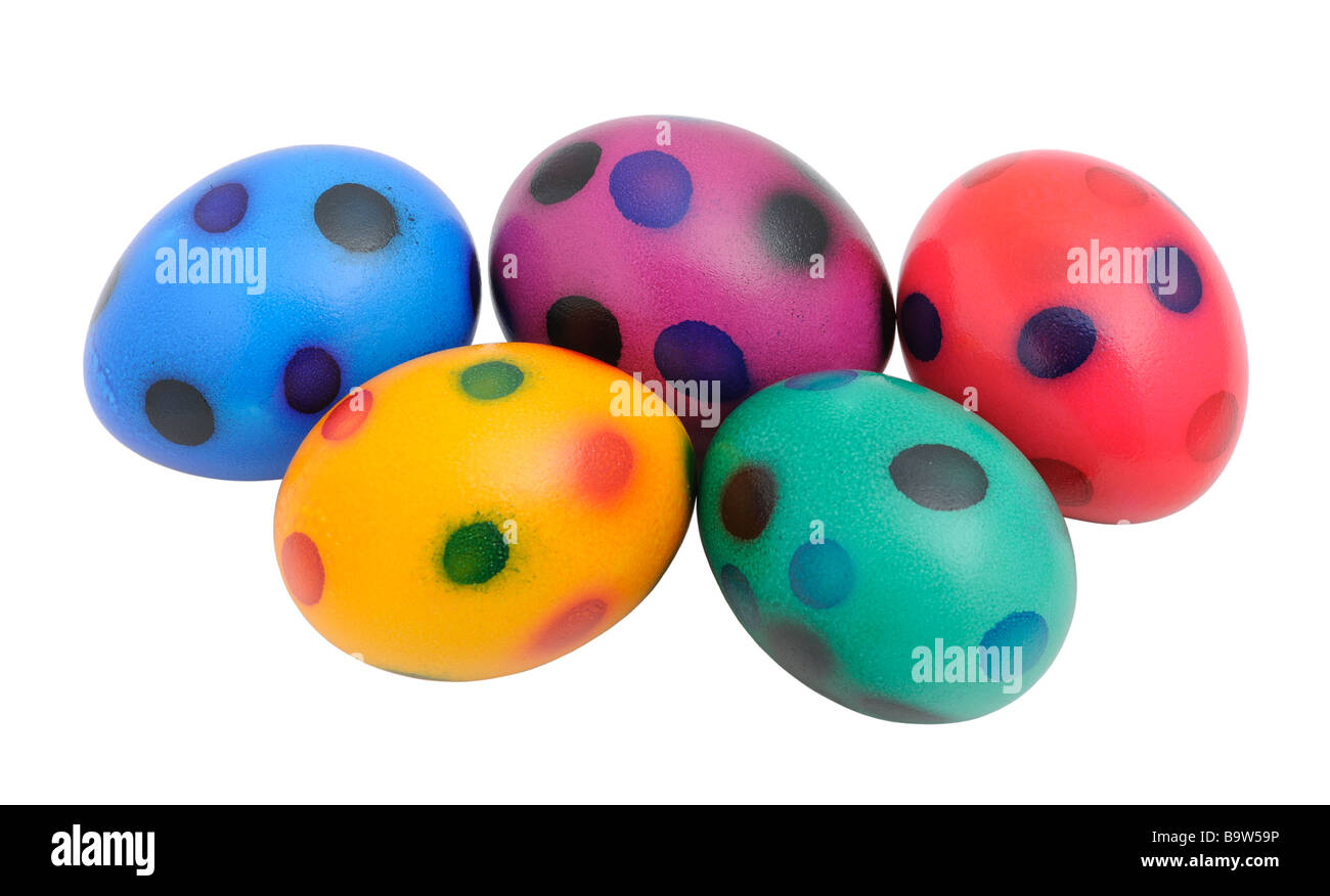 Colorful easter eggs isolated on white background Stock Photo - Alamy