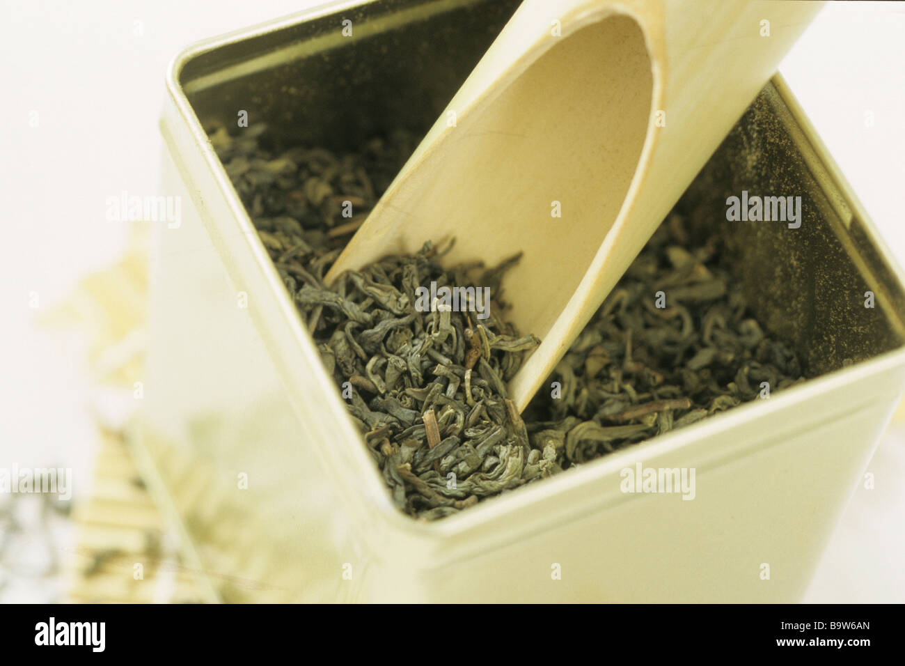 A scoop of Green Tea (Camellia sinensis) Stock Photo