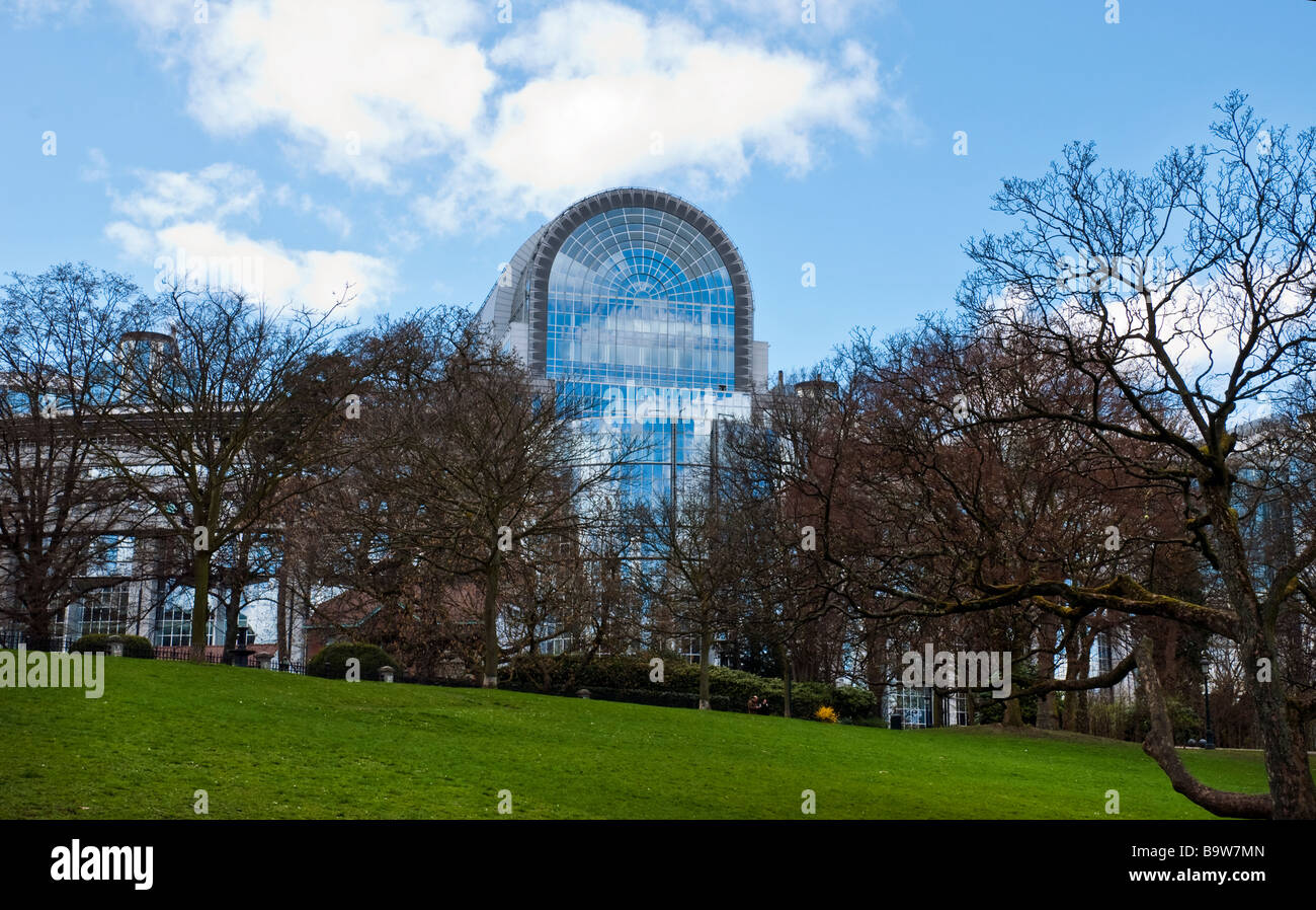 Paul-Henri Spaak building, of the complex of Espace Leopold, houses the parliament buildings of the European Union in Brussels Stock Photo