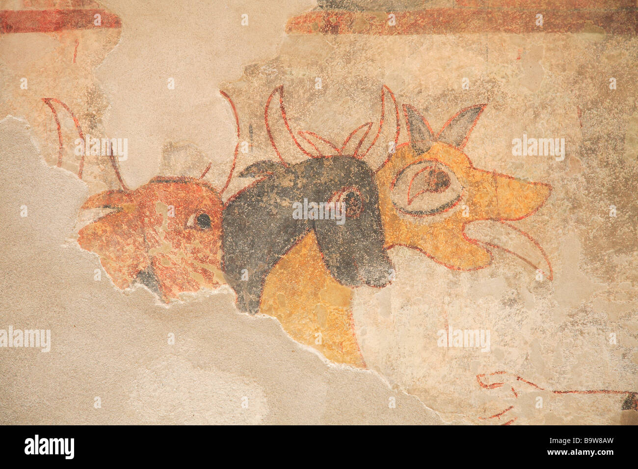 the oldest wall paintings frescoes within the german speaking area 10 11 century are found at the chuch St Prokulus in Naturns N Stock Photo