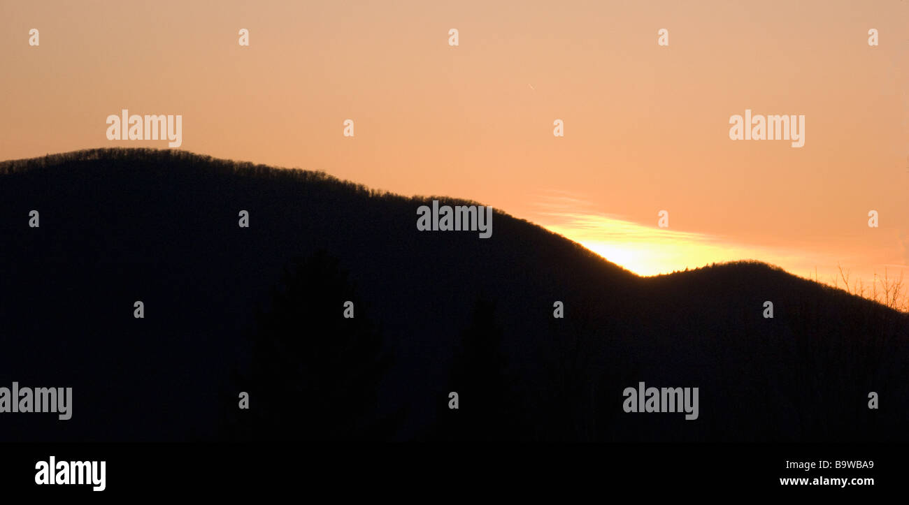 Sunset over Taconic Mountains between New York and Vermont Stock Photo