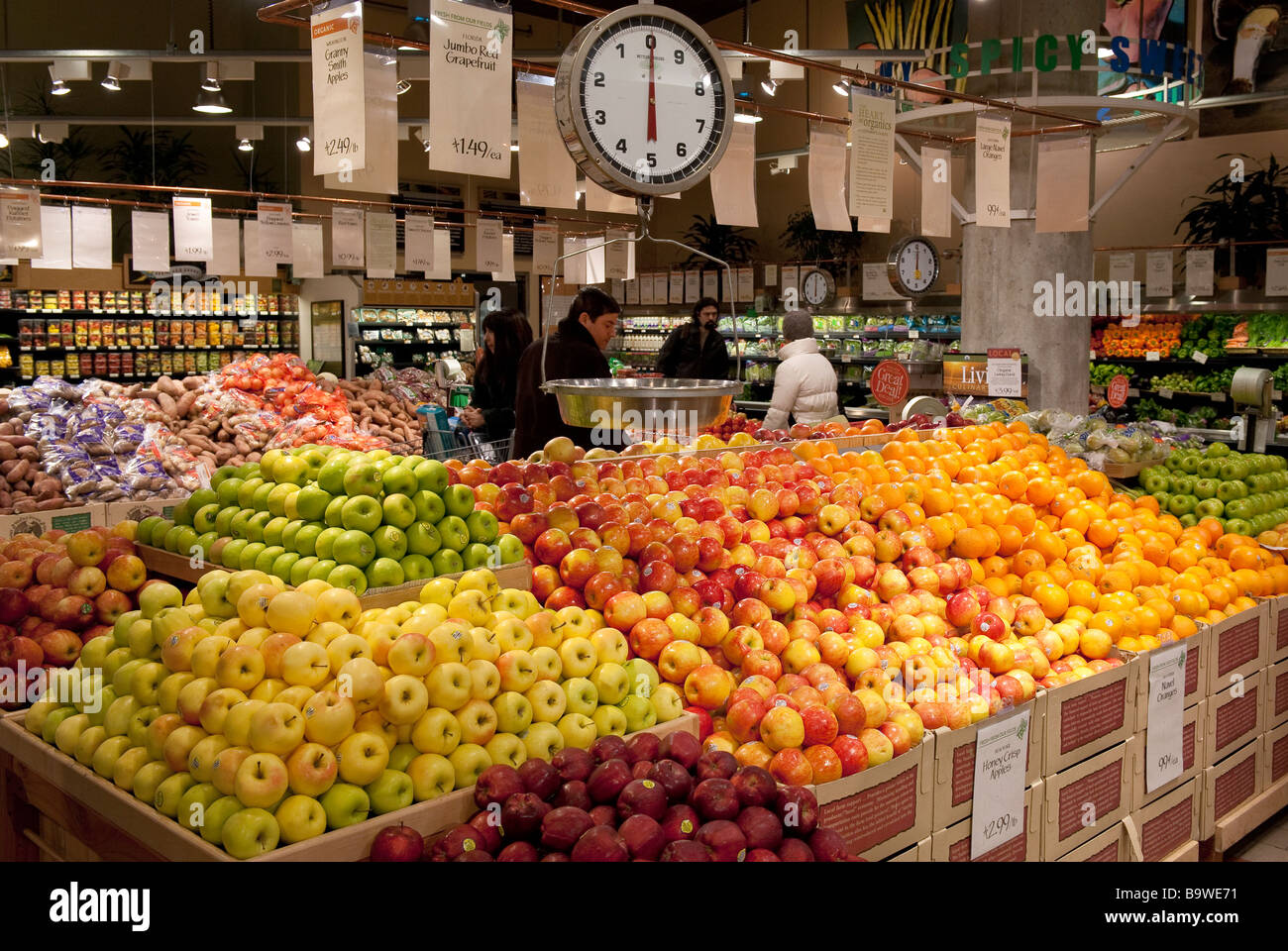 Fresh fruit displayed in a supermarket Stock Photo