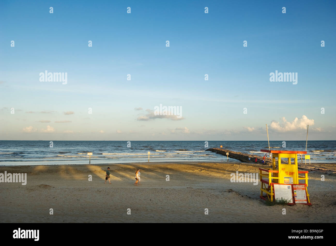 Lifeguard watch tower at Galveston beach Stock Photo Alamy