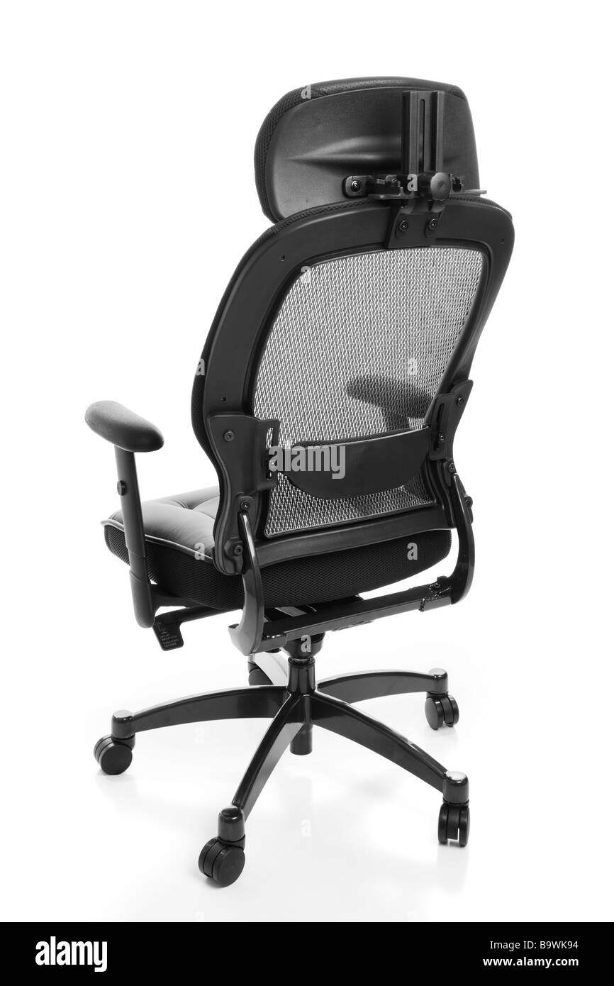 Rear view of an ergonomic executive office chair Isolated on white ...