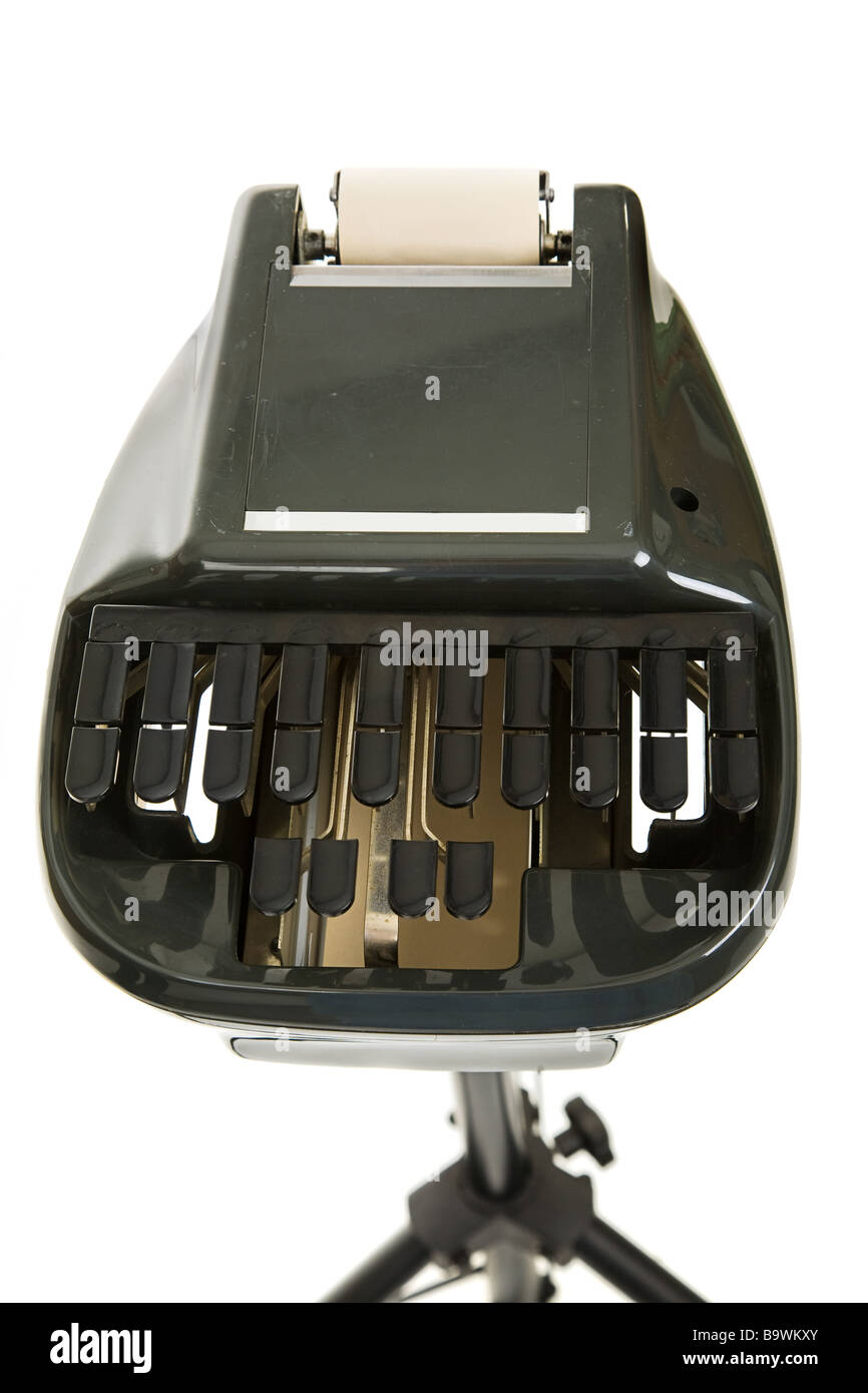 Court reporting stenography machine isolated on white Stock Photo Alamy