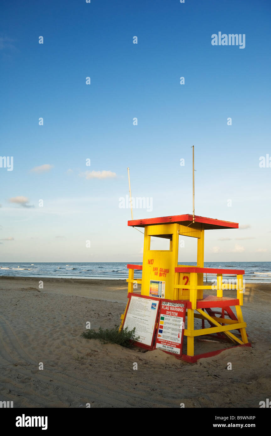 Lifeguard watch tower at Galveston beach Stock Photo Alamy
