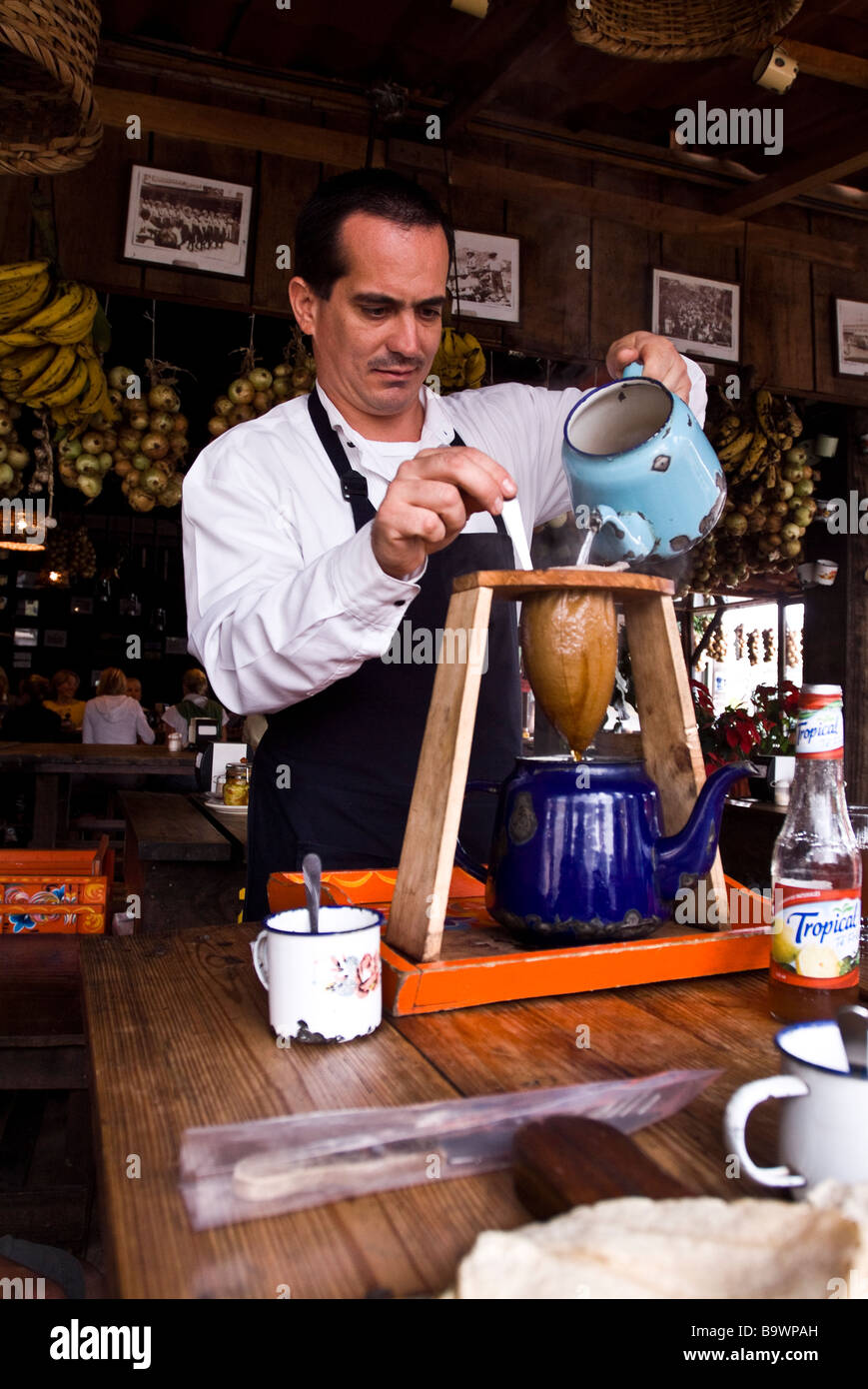 Central American Chorreador Coffee Maker in Rustic Wood, 'Rustic Morning