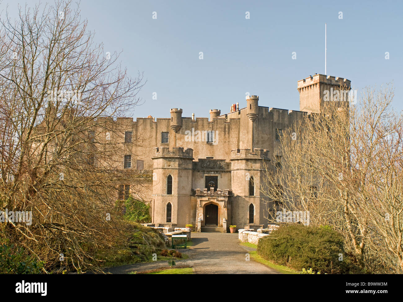 The front entrance to the Castle of Dunvegan on the Waternish peninsula  on the Isle of Skye Scotland  SCO 2267 Stock Photo