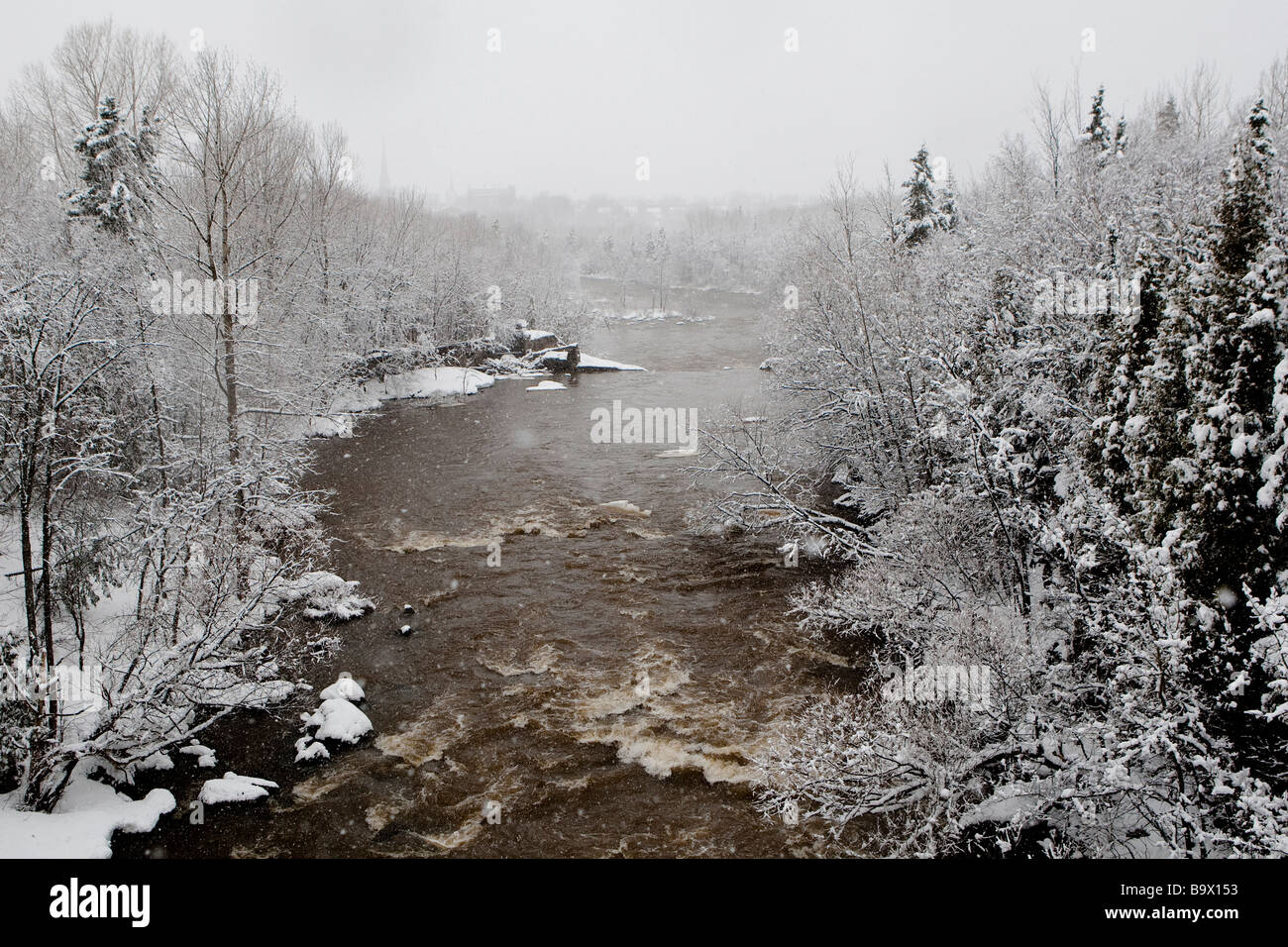 Heavy snow falls over Riviere du Loup (Wolf river) in RiviereduLoup