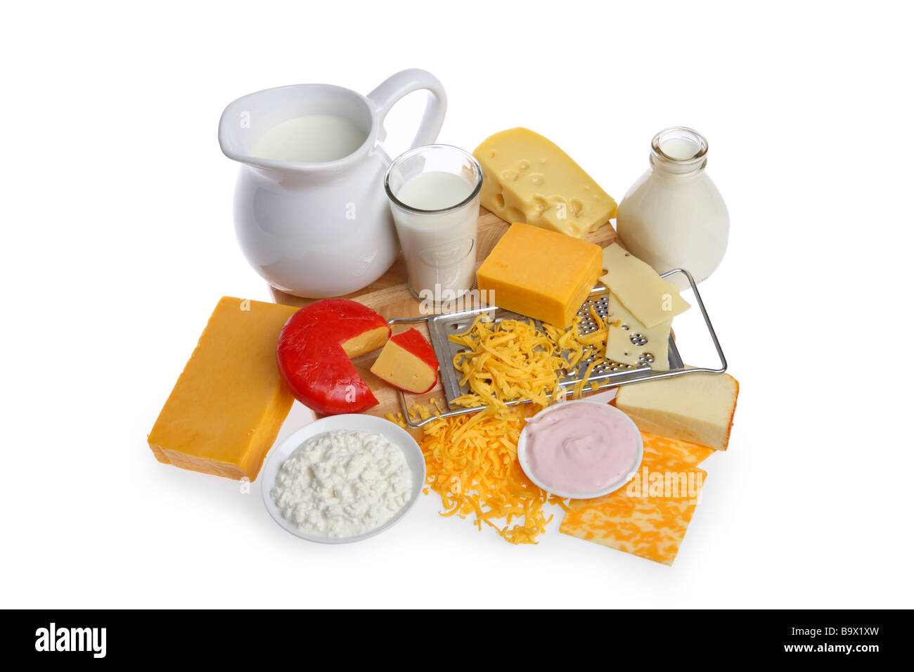 Dairy group isolated on white Stock Photo Alamy