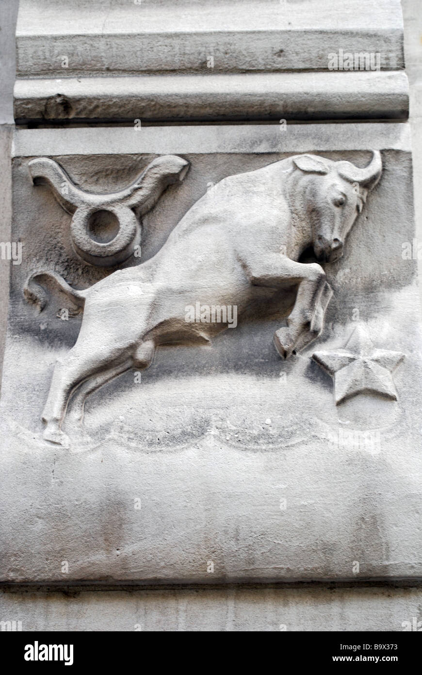 Taurus Horoscopes fish Bull Art Deco sculpture Stock Photo