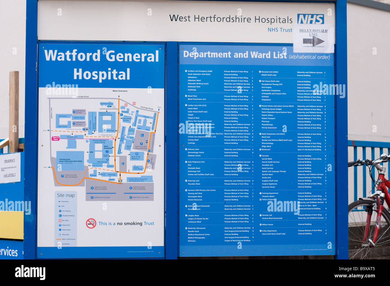 Watford General Hospital Sign Stock Photo Alamy