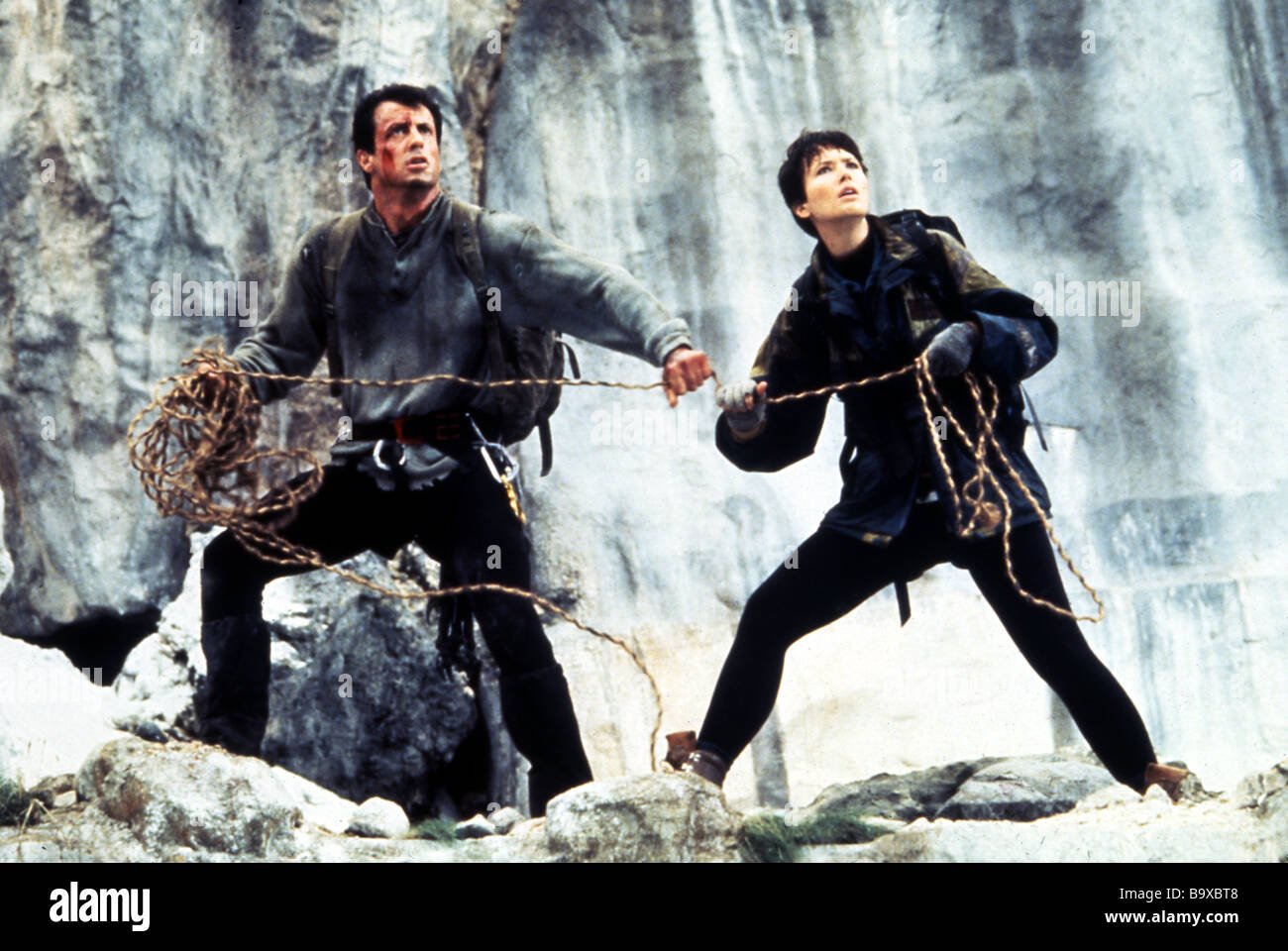 CLIFFHANGER 1993 Carolco film with Sylvester Stallone and Janine Turner Stock Photo