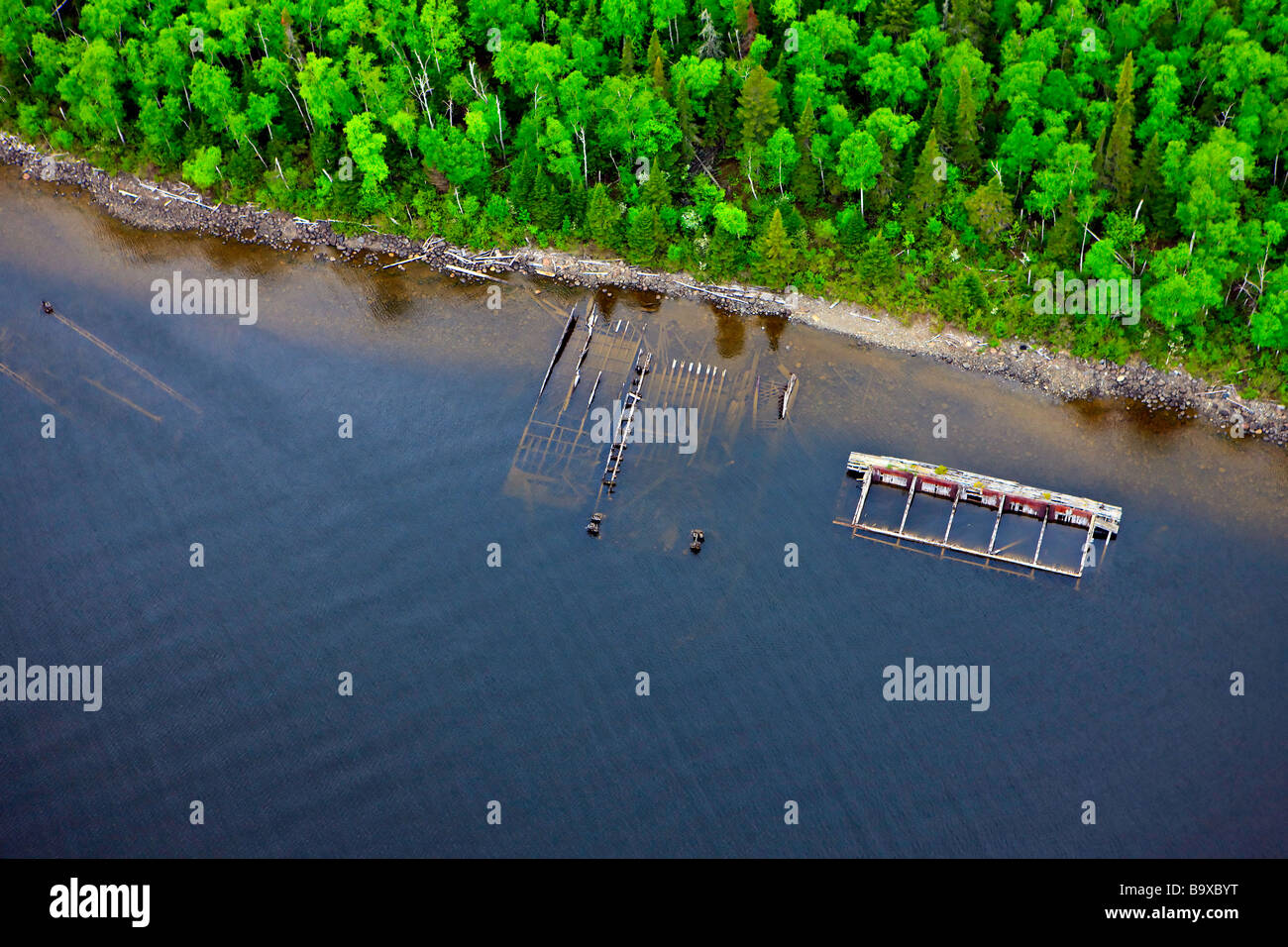 Shipwrecks along the coastline of Lake Superior near Thunder Bay Ontario Canada Stock Photo