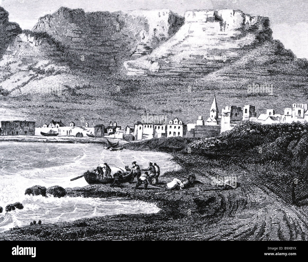 CAPE TOWN South Africa in an 1850 engraving Stock Photo