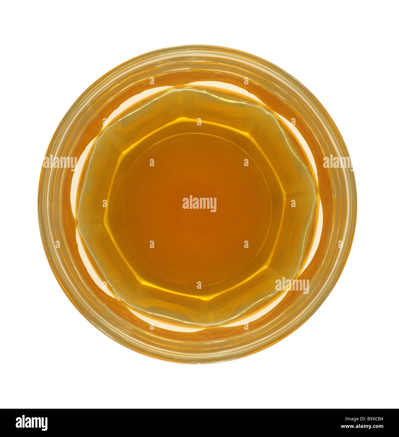 Top view of a glass of whisky isolated in white Stock Photo