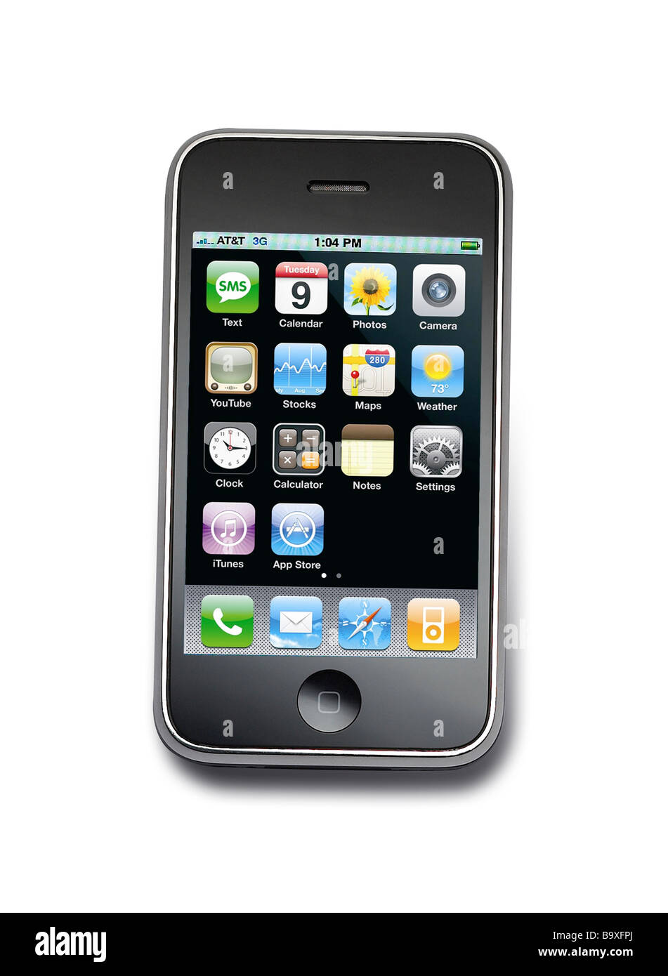 Front view of the Apple iphone 3G. Stock Photo