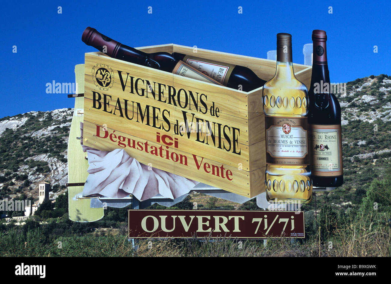 Roadside Sign for BeaumesdeVenise Wine, Winery, Degustation & Sales