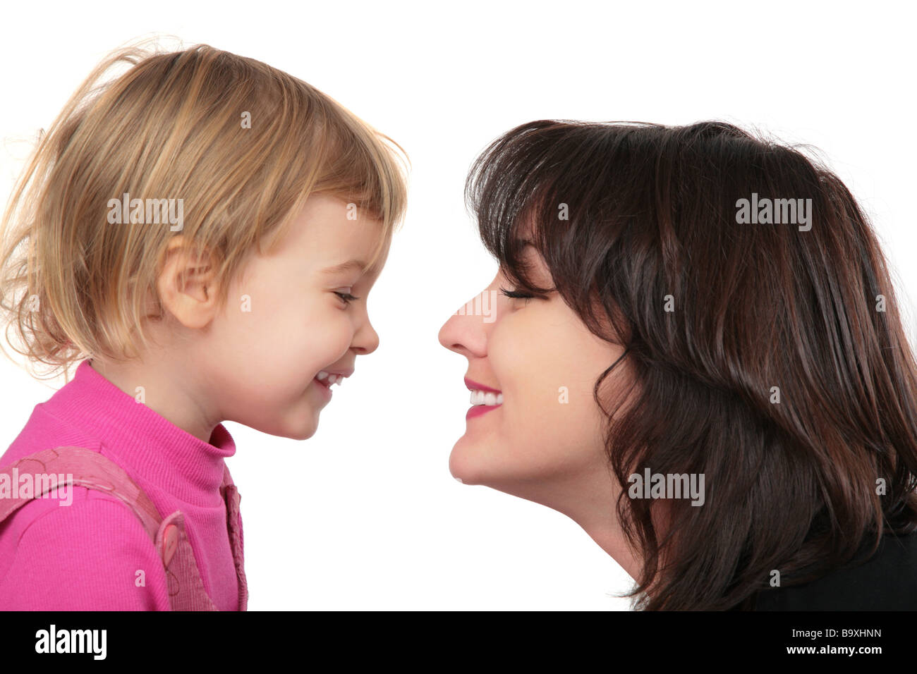 Mother and daughter face-to-face Stock Photo