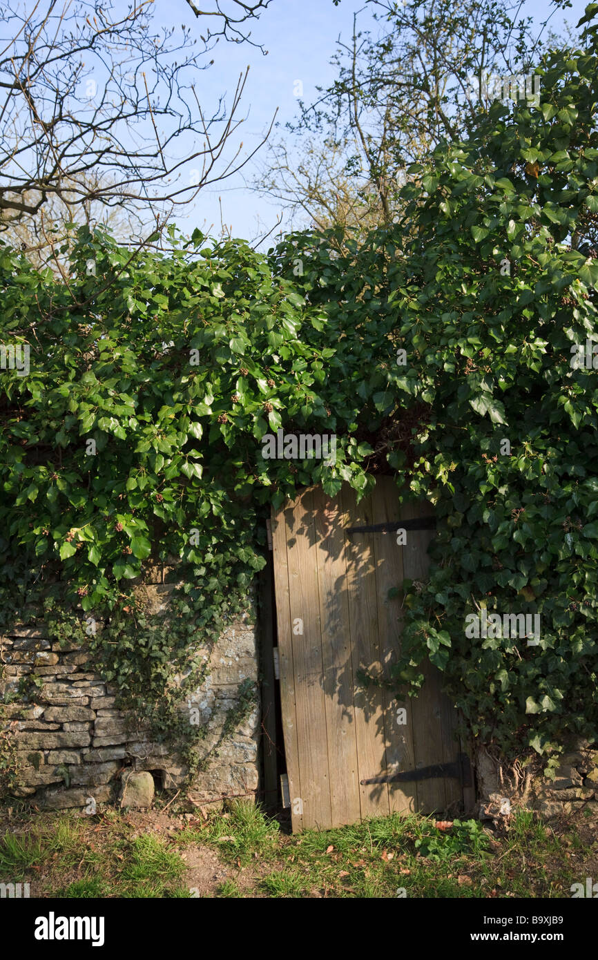 Hidden Gate in a wall at Minster Lovell, Oxfordshire Stock Photo