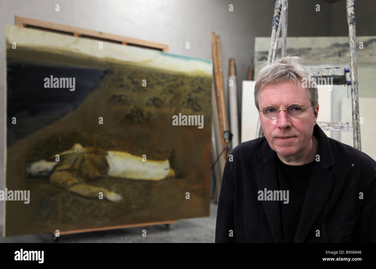 Hughie O Donoghue Irish artist in his Kilkenny studio Stock Photo