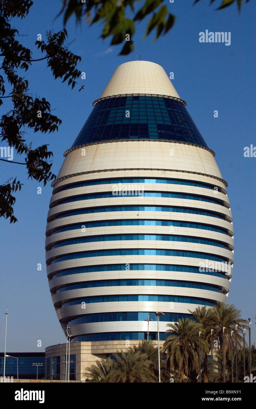 The Libyan built Burj al Fateh Hotel has transformed the banks of the Nile in old Khartoum Stock Photo