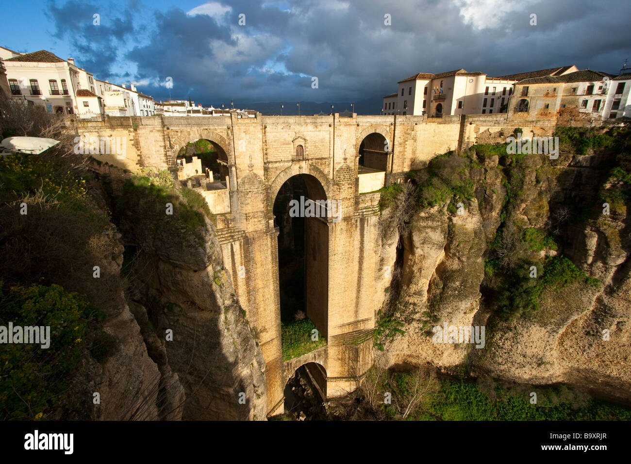 Puente Nuevo or New Bridge Spanning El Tajo Gorge in Ronda Andalucia Spain Stock Photo