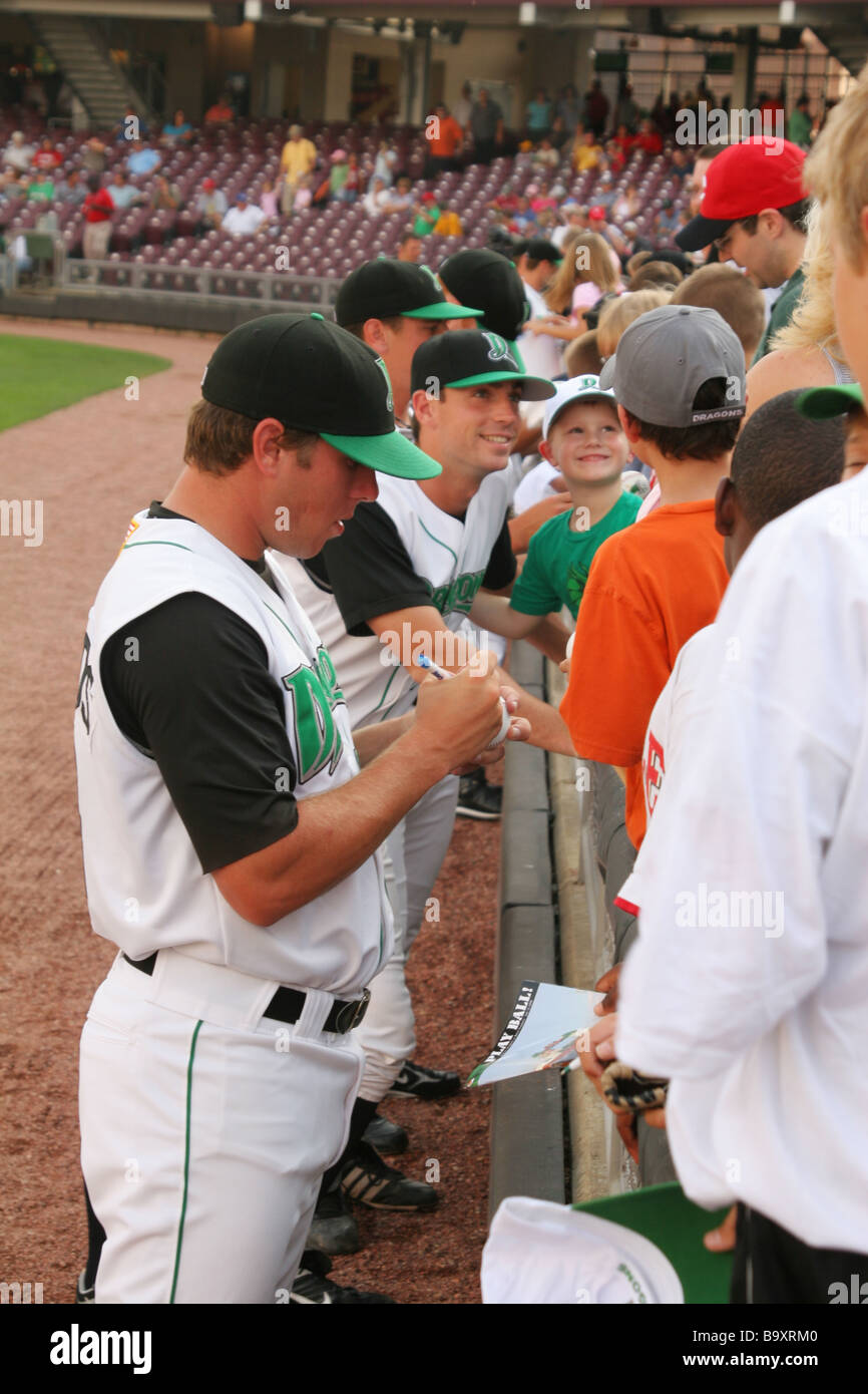 Signing Autographs Dayton Dragons Baseball Players Dayton Ohio Stock Photo