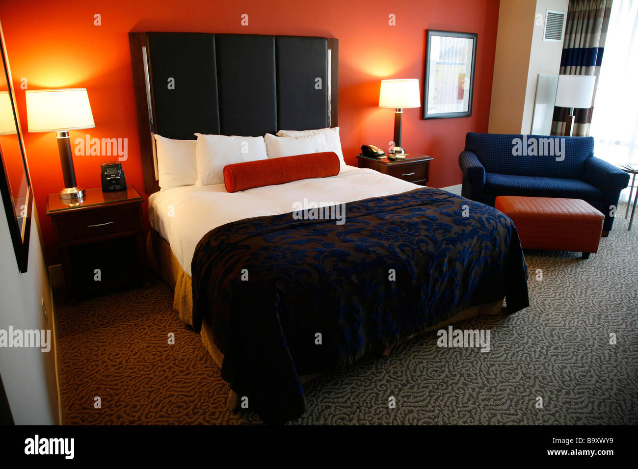 Generic Hotel room bed made up Stock Photo