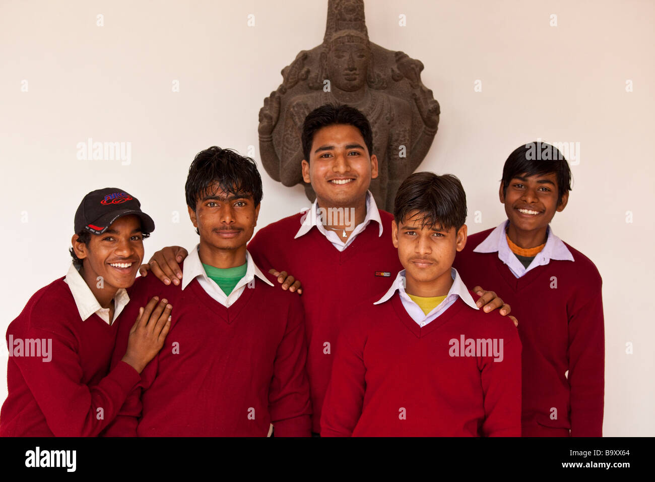 Indian Schoolboys in Uniform at the National Museum in Delhi India Stock Photo