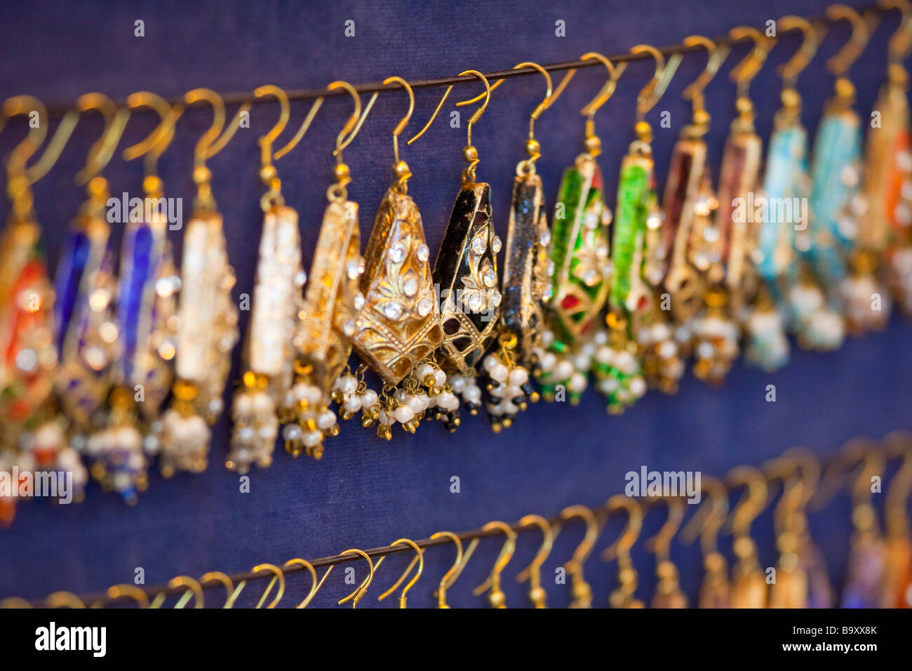 Earrings in a Souvenir Shop in Delhi India Stock Photo
